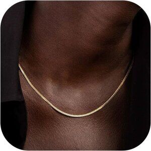 14K Gold Snake Chain Plated 925 Silver Chain Necklace 14-20 Dainty Choker Women